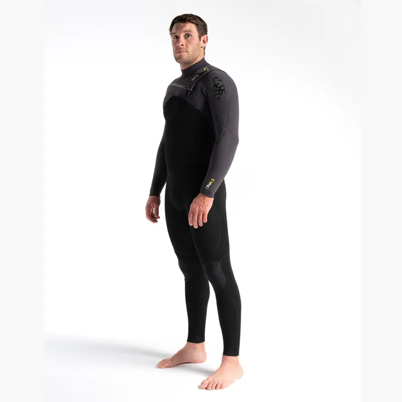C-Skins Mens ReWired 4/3 Chest Zip Wetsuit Black/Lime-1